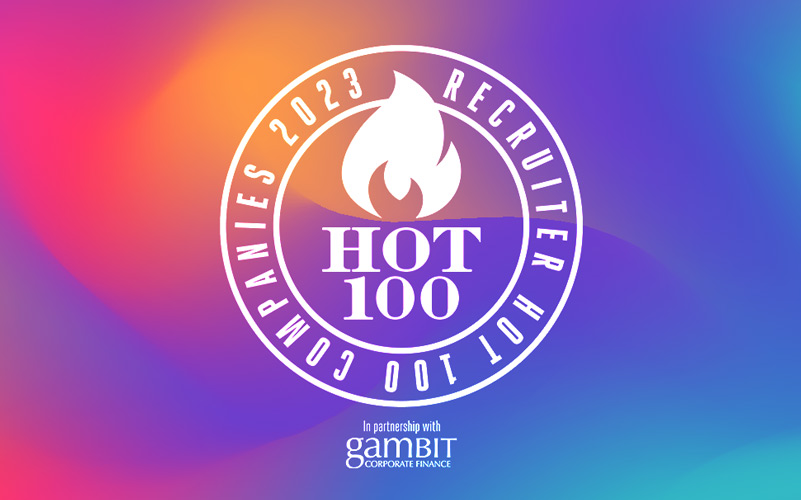 Logo for The Recruiter Hot 100 for 2023's performance